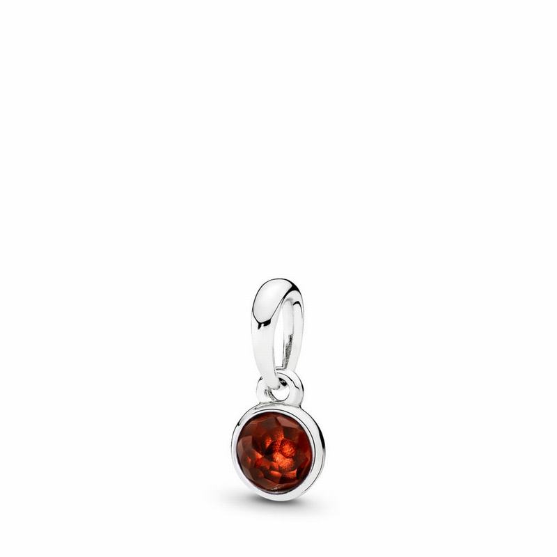 Pandora January Droplet Pendant - Sterling Silver/Red/Garnet - Canada | JS8102XS